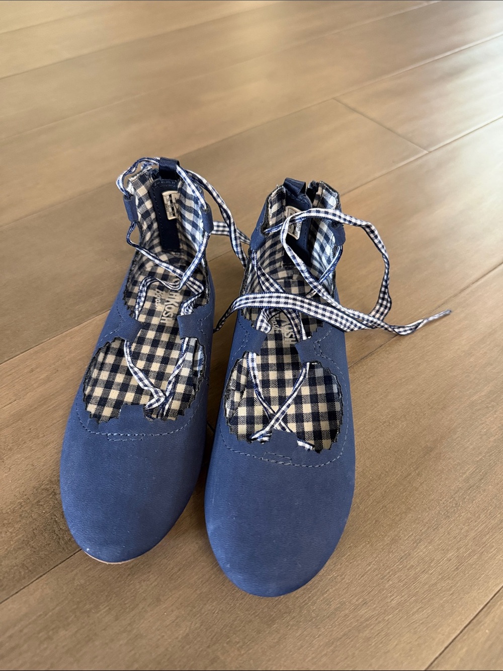 OshKosh B'gosh Navy Blue Gingham Lace-Up Girls Shoes